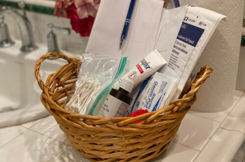 Picture of recovery basket with supplies in it